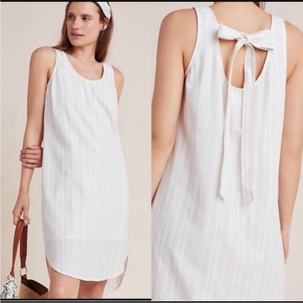Anthropologie Cream High Low Dress with Bow
